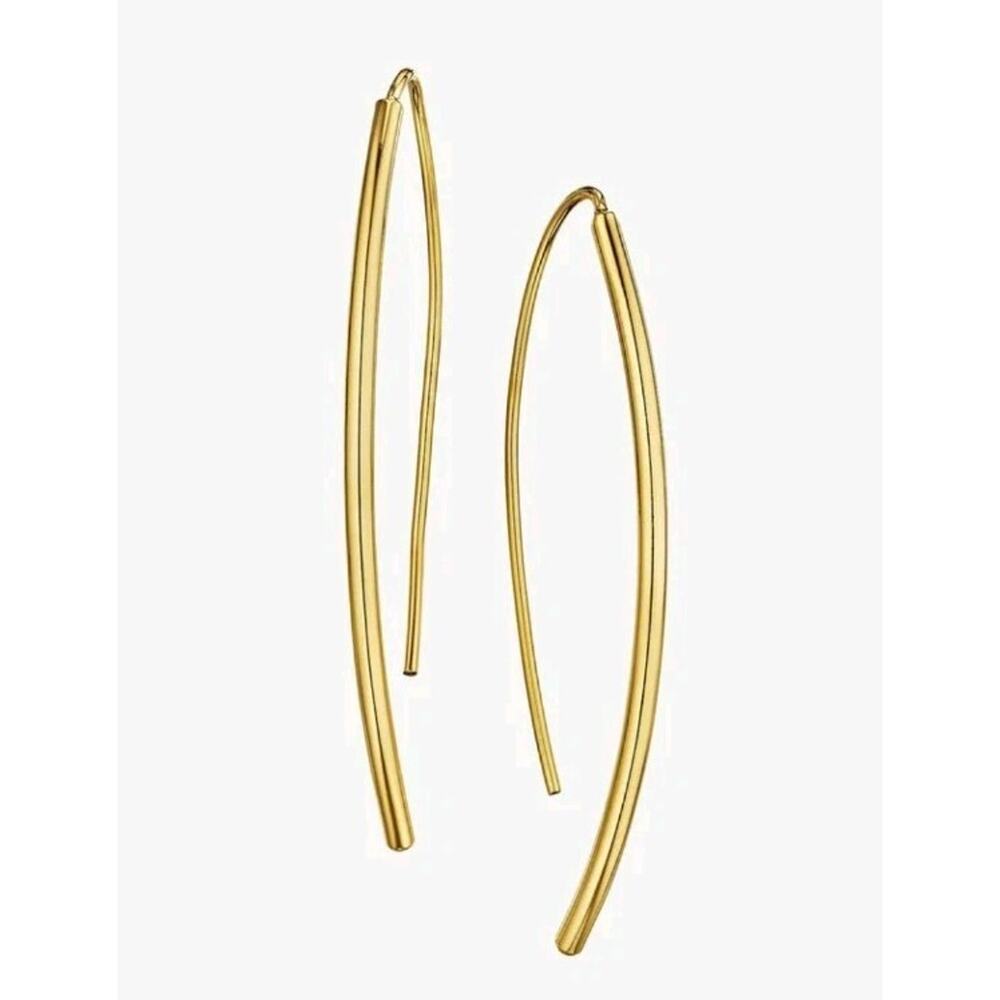 SOKO NEW "Bow Earrings" 24k Plate Gold Arc Threader Half Hoop Minimalist Femme